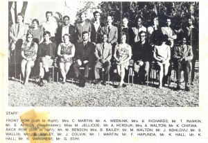 Teaching Staff at Chizongwe Secondary School in 1971. The teachers did a great job.