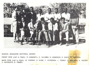 The Editorial Board of the Chizongwe Secondary School Magazine in 1971. Where are they now?