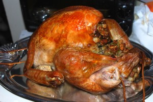 Cooked Turkey ready to be served at the Family Thanksgiving table.