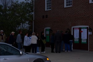 People showed up to vote at  dawn . It was an exciting day.